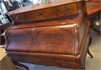 Burl wood vintage desk roll up