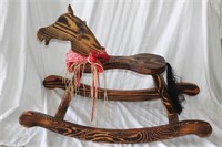 Wood Rocking Horse with Deep Contrast