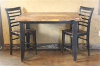 Tall Farm Style Table with Two Chairs