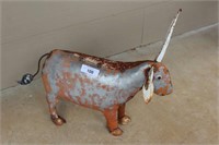 Metal Folk Art Style Polychrome Longhorn