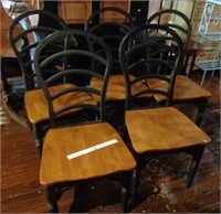 Set of 5 Wood Dining Chairs