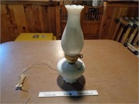 Vintage Milk Glass Lamp w/Chimney