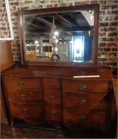 Dresser with Mirror - Serpentine Front