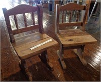 Pair of Solid Thick Wood Chairs