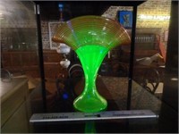 Vaseline Glass Unique Vase