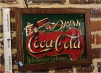 Vintage Framed Glass Coca-Cola Sign