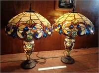 Pair of Beautiful Stained Glass Lamps