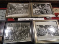 Set of 4 Old Motorcycle Photos