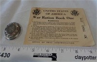 WWII War Ration Book & Locket w/Photo