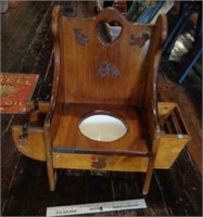 Vintage Wood Child's Potty Chair