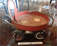 Rare Vintage Round Metal Wagon