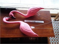 Pair of Pink Flamingo Yard Decors