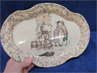 antique french sarrequemines platter -13in long