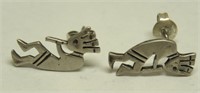 STERLING SILVER KOKOPELLI EARRINGS - B4