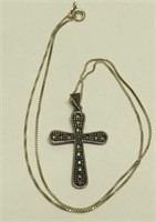 STERLING SILVER CROSS PENDANT NECKLACE B4