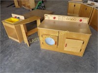 WOODEN DAY CARE WASHER, DRYER, SINK, IRONING BOARD