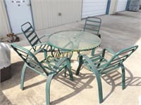 GLASS TOP PATIO TABLE & 4 CHAIR SET