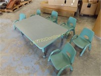 TEAL TODDLER TABLE & 6 CHAIR SET