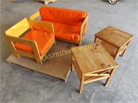 DAY CARE WOODEN SOFA, CHAIR & END TABLE SET