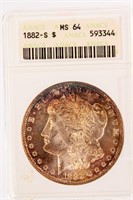 Coin 1882-S Morgan Silver Dollar ANACS MS64