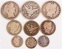 Coin Barber Silver Coin Lot 9 Coins
