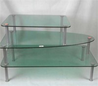 3 glass top display tables