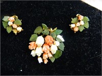 SWOBODA Flower Pin Brooch & Earring Set