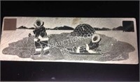 Soap Stone Inuit Carving 4" x 12" - Signed Siku