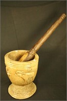 AFRICAN WOODEN YAM MASHER