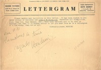Houdini, Harry. Signed Lettergram