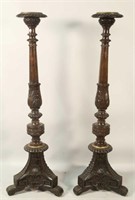 PAIR OF ITALIAN CARVED CANDLE STANDS