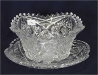 Cut Glass finger bowl & under plate, couple chips