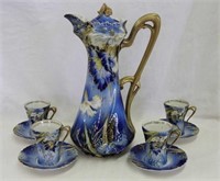 RS Prussia cobalt decorated 5 pc. chocolate set