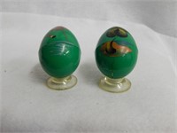 Older Hand Painted Egg S&P - one has crack