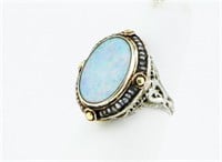 1940s 18K Gold Ring.Opal.Seed Pearls.Size 6