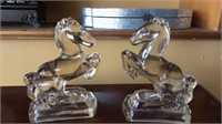 Glass horse bookends