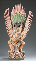 Indonesian Bali polychrome Garuda sculpture.