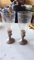 Pair sterling silver candle holders