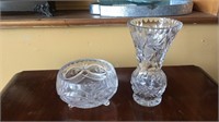Crystal pedestal bowl & vase