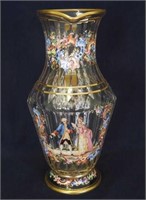 Bohemian Glass 12" tankard pitcher w/ courting