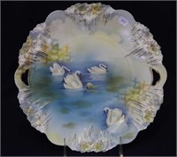 RS Prussia Swan Scene 10" hdld plate