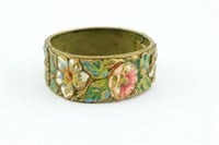 Enamel Art Nouveau Cuff Bracelet.Hinged