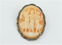 3 Graces Cameo.900 Silver Frame.Marcasites