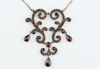 Ornate Victorian Garnet Necklace.130 Stones