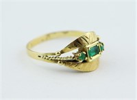 1920s-30s 18K Gold Ring.Emeralds.Size 8.25