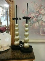 Pair of metal sphere lamps