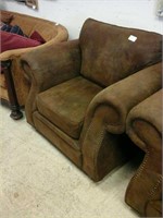 Brown microsuede nailhead style accent chair