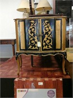 Unique hand painted gold and black wooden cabinet