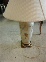 Pair  of metal floral lamps with shades