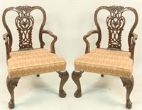 TWO19th C. MAHOGANY CHIPPENDALE ARMCHAIRS